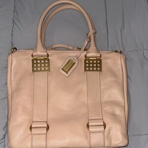 Badgley Mischka Cream Satchel with Gold Accents